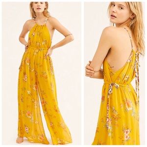 Free People | Floral Wide Leg Sleeveless Jumpsuit